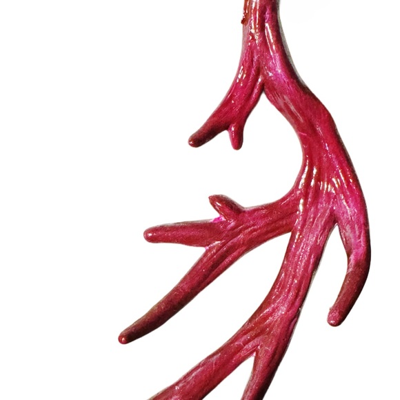 Set of (3) Gold, Pink, & hints of Red Antler Ornaments - Picture 7 of 16